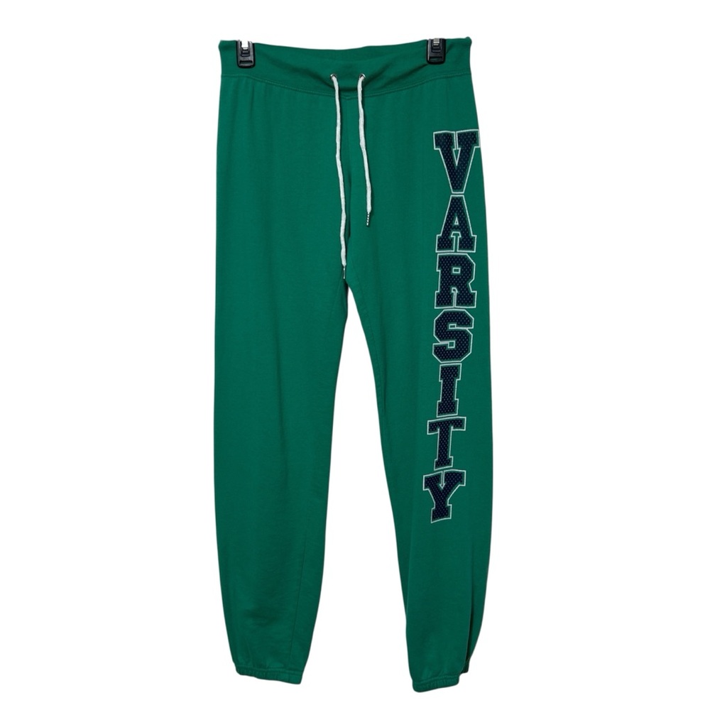 Feathers Green Varsity Graphic High Waisted Jogger Sweatpants Small